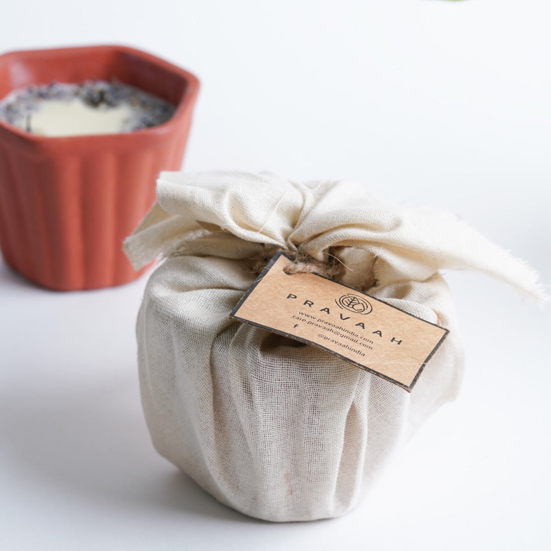 Pravaah Sukoon | Hemp Oil and Lavender Candle | 3 Wick Candle | Soy Wax Candle