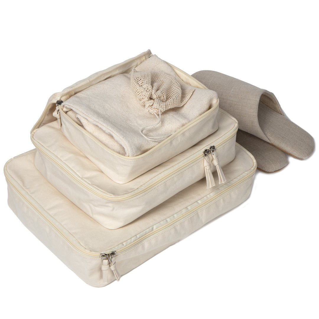 Akiiko Travel Organiser Bags | Cotton Canvas | Set of 3