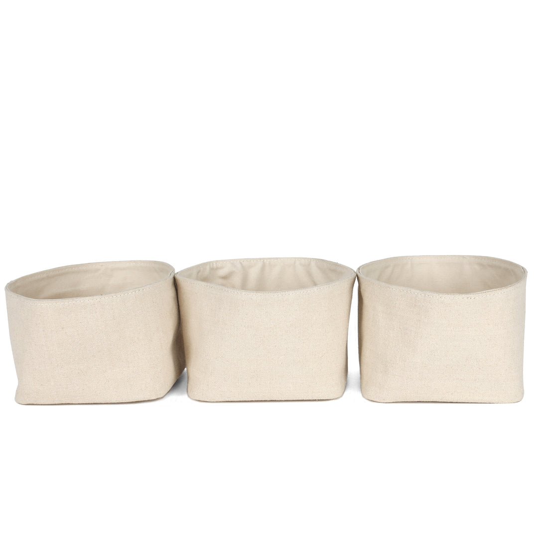 Akiiko Small Fabric Planters | Cotton Canvas, Square | Pack of 3