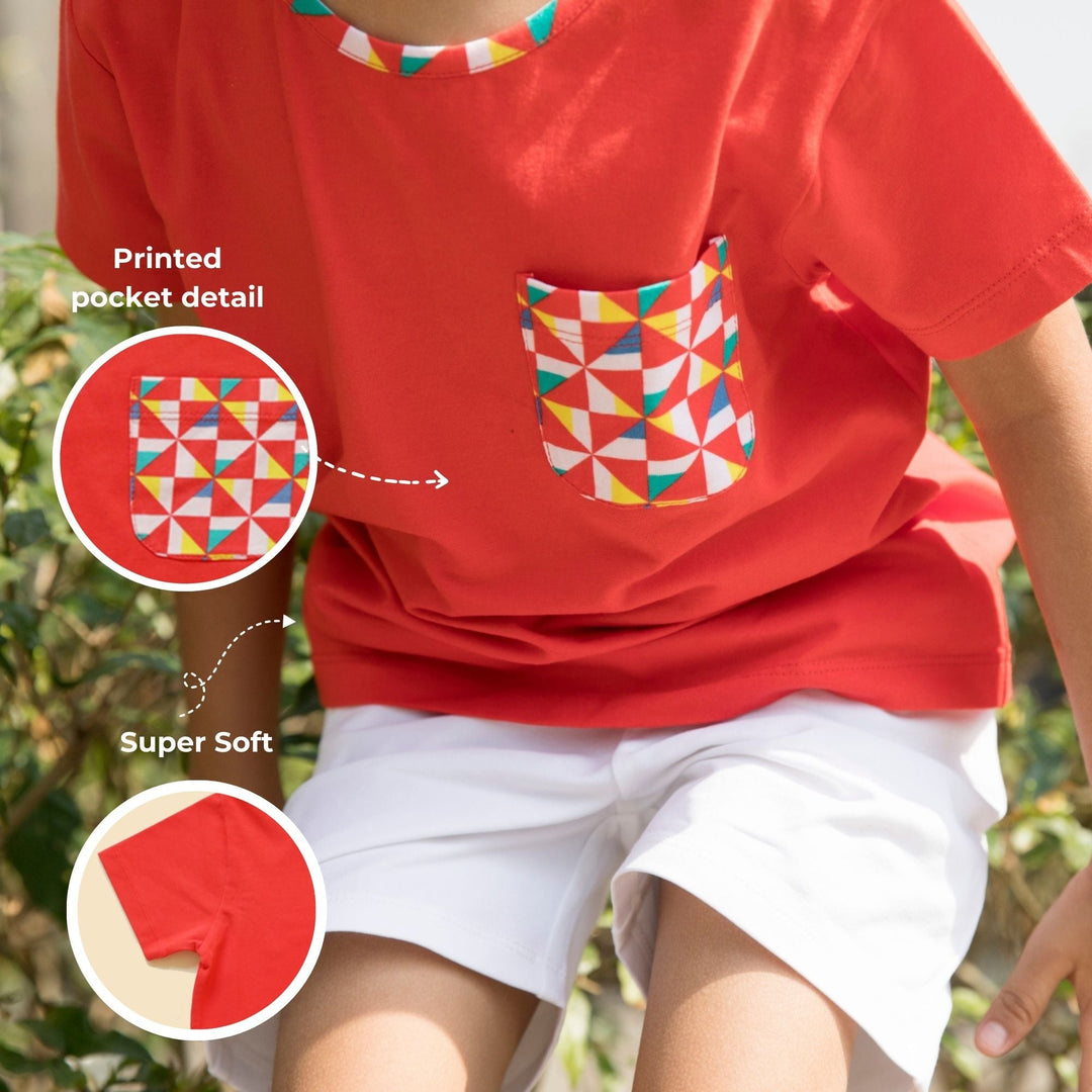 Round Neck Pocket Tee - Pinwheel Parade