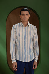 Earthpiece Indigo Handwoven Stripe Men's Shirt