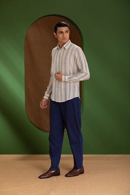 Earthpiece Indigo Handwoven Stripe Men&