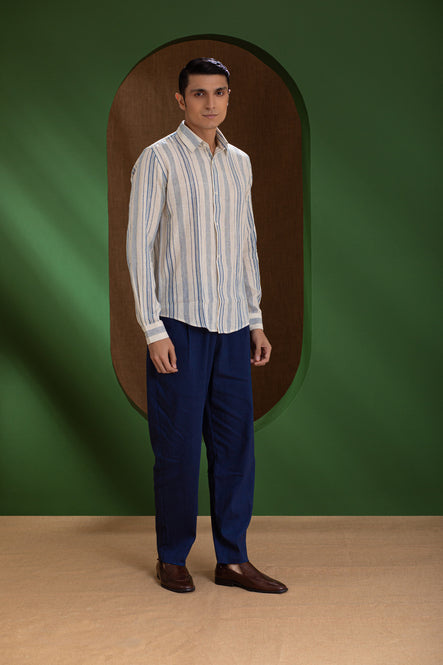 Earthpiece Indigo Handwoven Stripe Men&