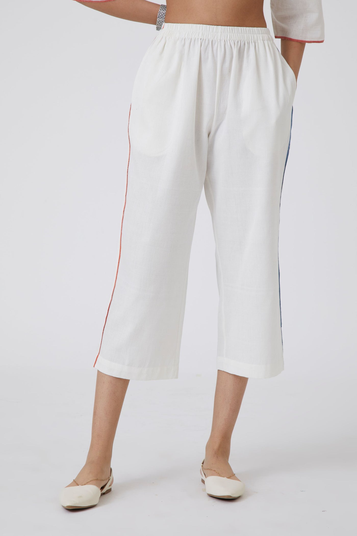 Isla Jamdani Co-ord Set | Relaxed Top and Wide-Legged Pants | Handwoven Organic Cotton Twill