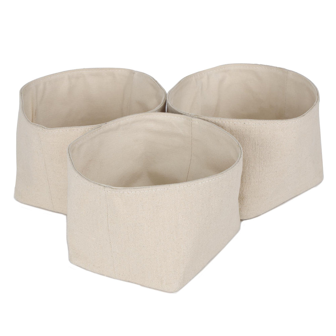Akiiko Small Fabric Planters | Cotton Canvas, Square | Pack of 3