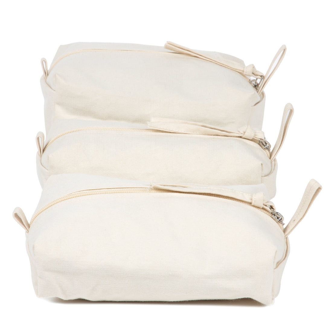 Akiiko Multipurpose Zip Pouches | Cotton Canvas | Set of 3