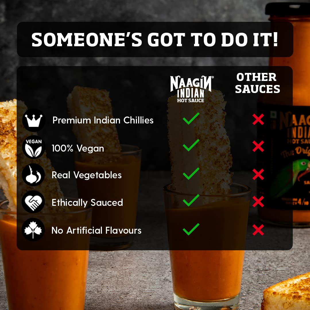 Naagin Sauce Indian Hot Chilli Spicy Sauce Combo - The Original, Kantha Bomb, Smoky Bhoot & The 65 | 230gm, Pack of 4