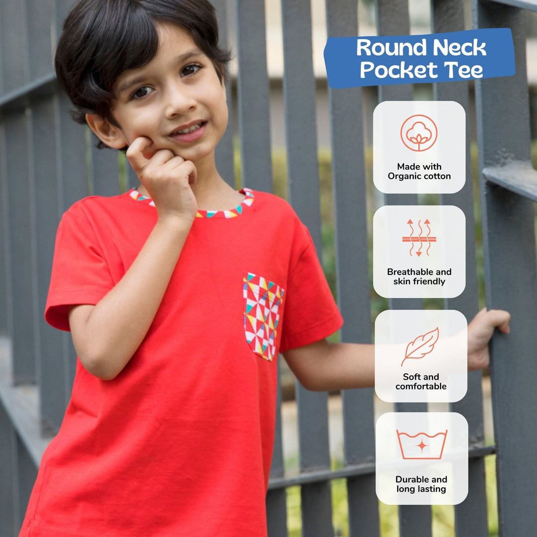 Round Neck Pocket Tee - Pinwheel Parade