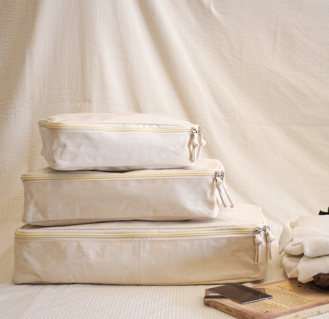 Akiiko Travel Organiser Bags | Cotton Canvas | Set of 3