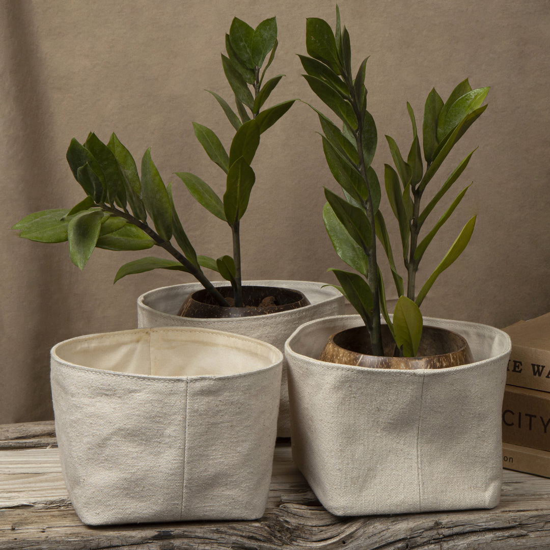 Akiiko Small Fabric Planters | Cotton Canvas, Square | Pack of 3