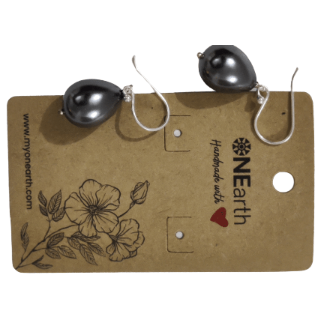 #66 - Drop Baroque shell pearl Earrings (Metalic with silver hook)