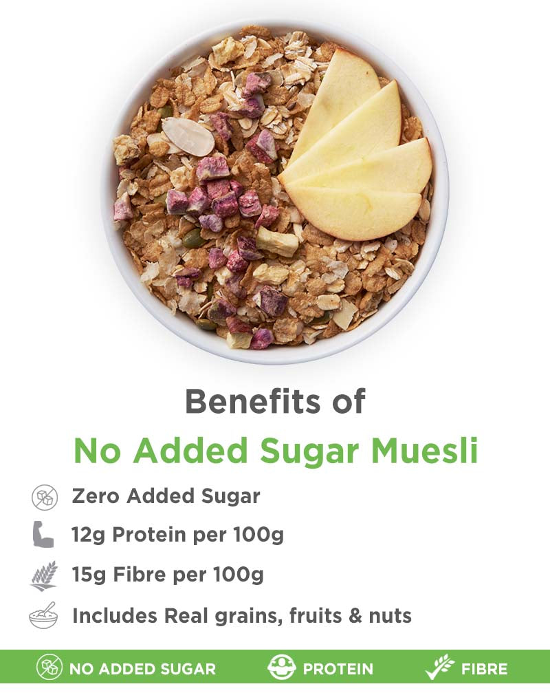 Muesli (400g) | 14g Protein, 18% Millets, Low Calorie, Breakfast Cereal