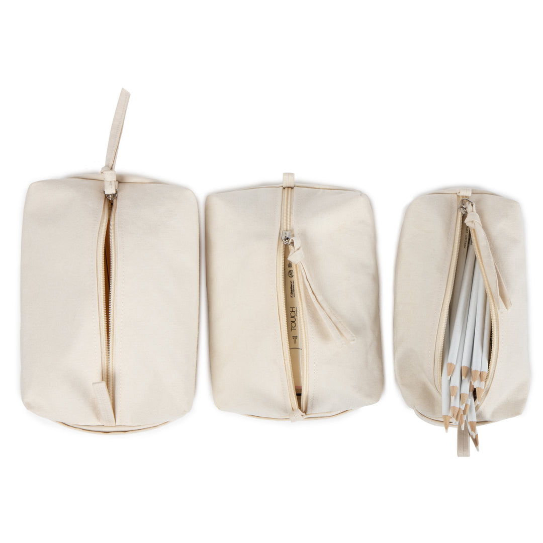 Akiiko Multipurpose Zip Pouches | Cotton Canvas | Set of 3