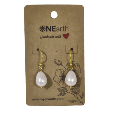 #77 - Drop Baroque shell pearl Earrings (Gold Hook) - Suspire