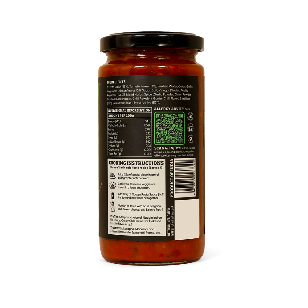 Naagin Sauce Pantry Essentials – Premium Pasta Sauce (380g) | Italian Pasta Sauce | Marinara Sauce