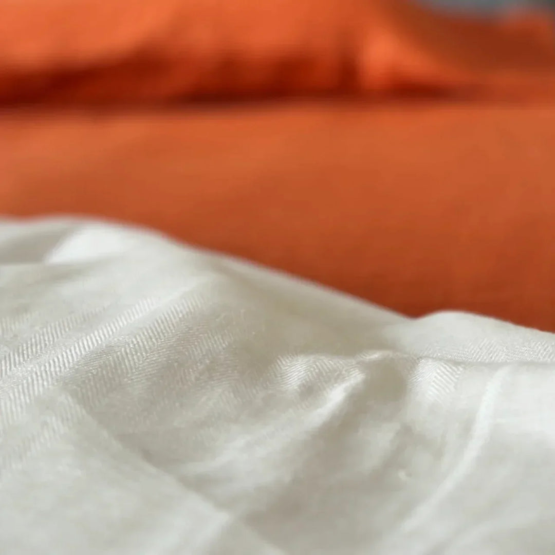 Pravaah Shwet - pure white hemp bedsheet set