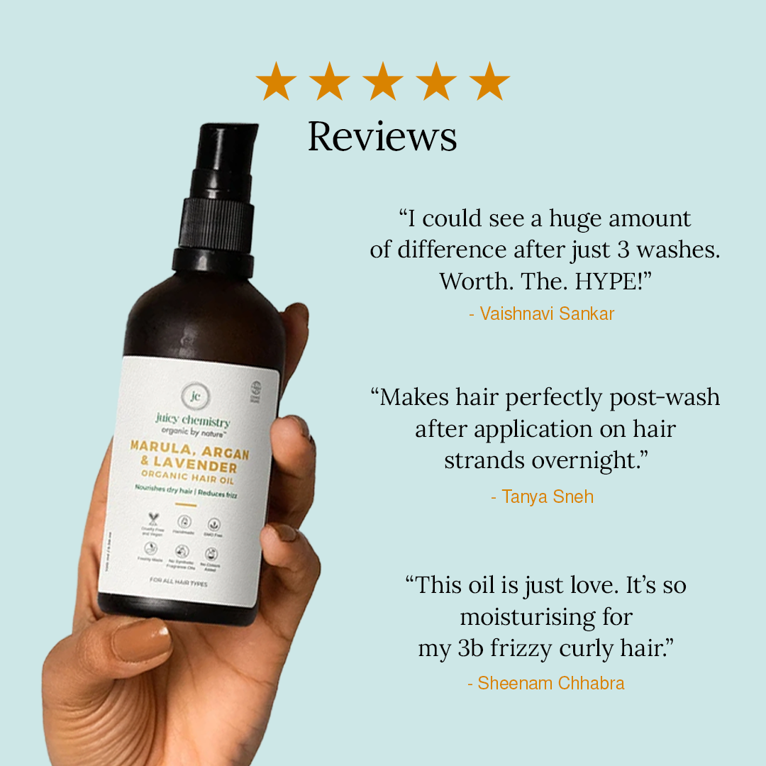 Marula, Argan & Lavender Organic Hair Oil-For Hair Loss Control & Deep Conditioning