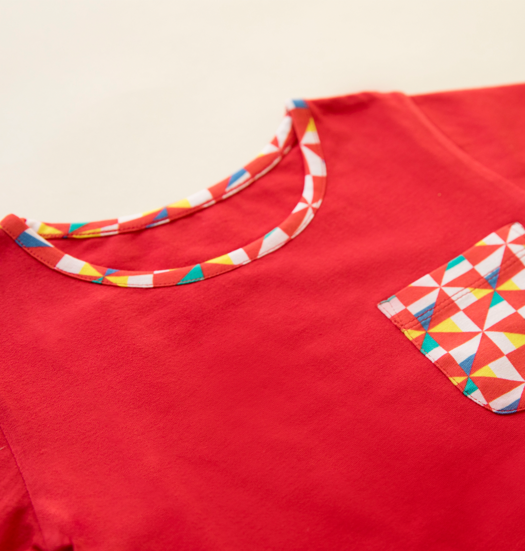 Round Neck Pocket Tee - Pinwheel Parade
