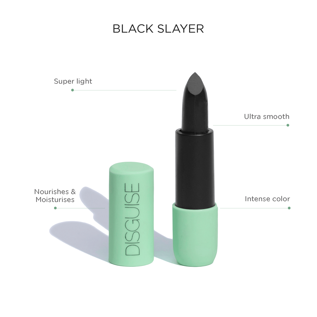 Disguise Cosmetics Satin Matte Lipstick Black Slayer 11 | ULTRA LIGHT & COMFORTABLE | ENRICHED WITH PLANT OILS