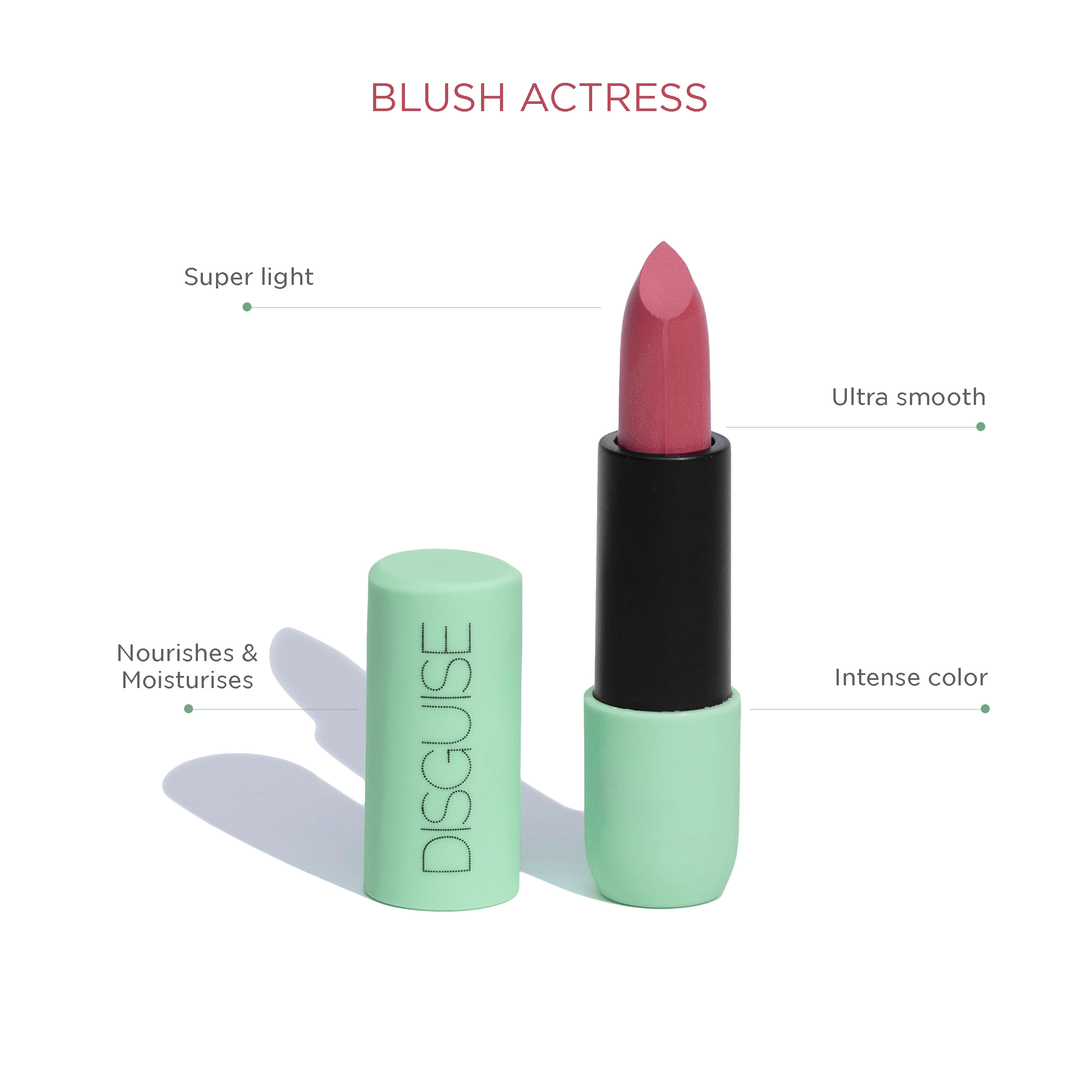 Disguise Cosmetics Satin Matte Lipstick Blush Actress 10 | Ultra LIGHT & COMFORTABLE | ENRICHED WITH PLANT OILS
