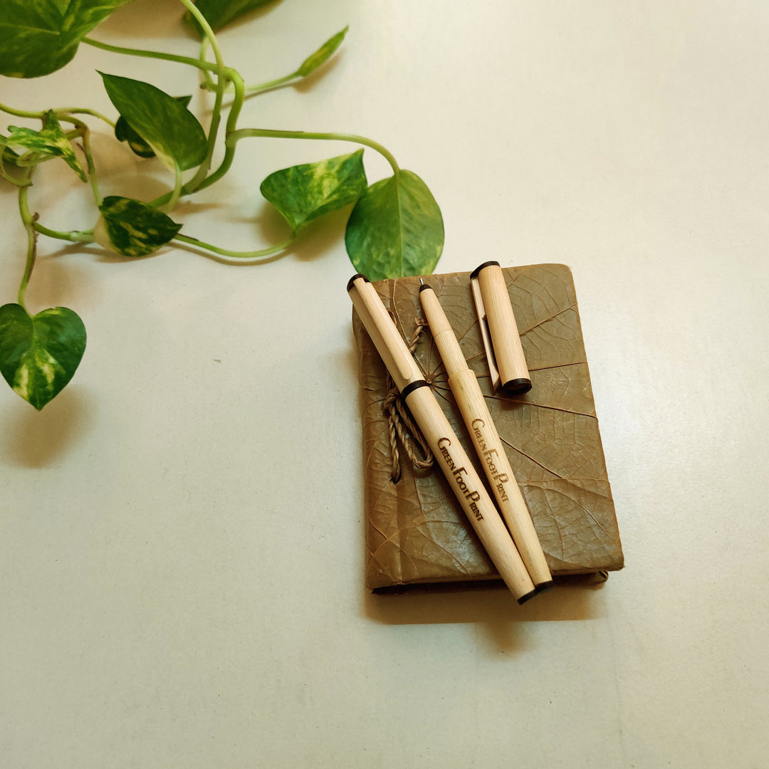 Greenfootprint Handcrafted Bamboo Pens | Reusable Pack of 2