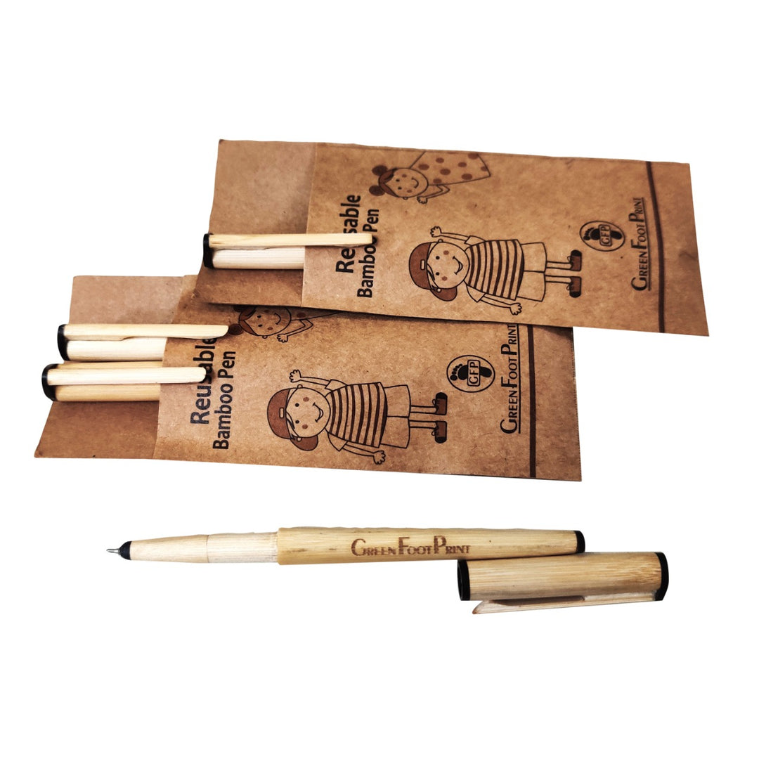 Greenfootprint Handcrafted Bamboo Pens | Reusable Pack of 2