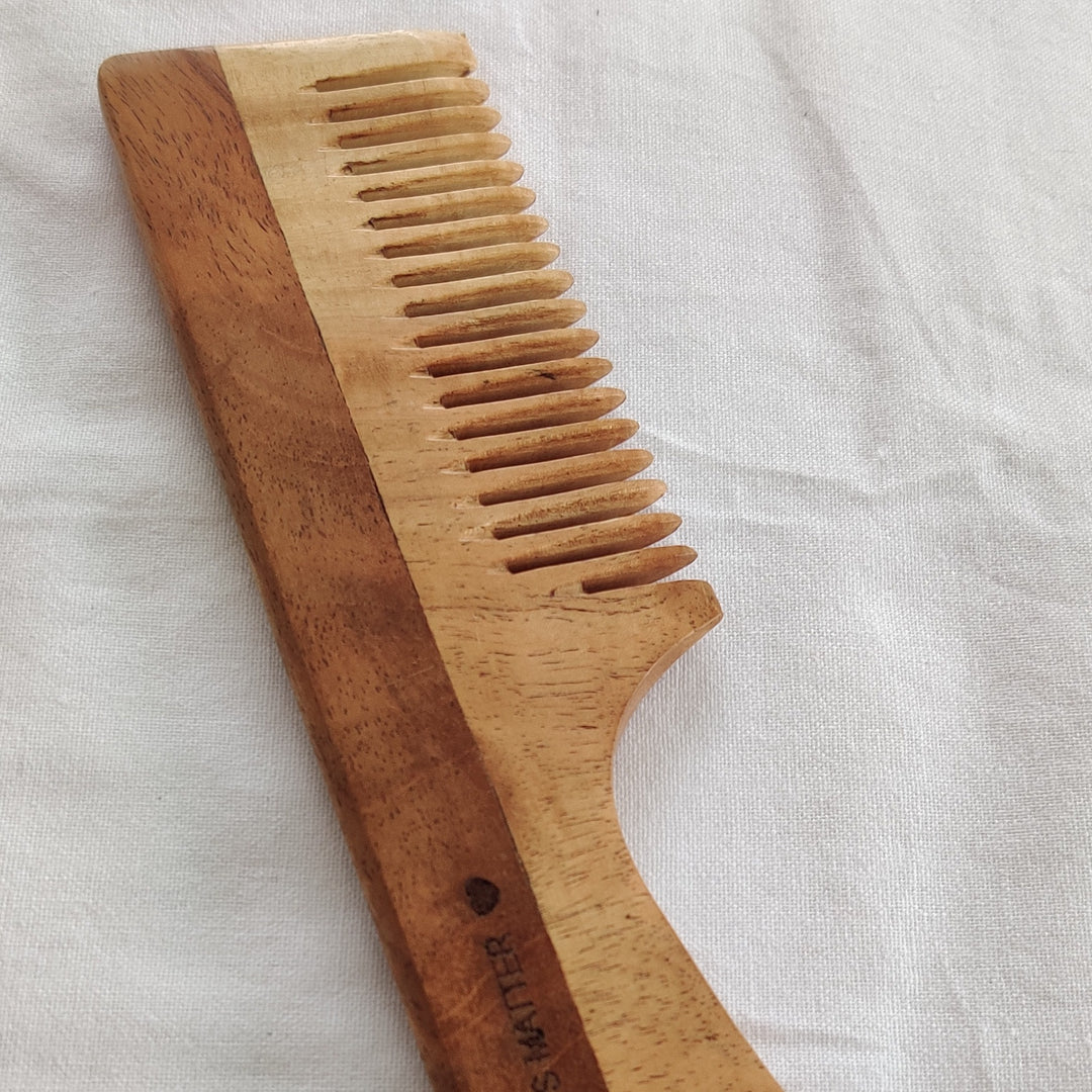 Clan Earth Neem Wood Comb with Handle