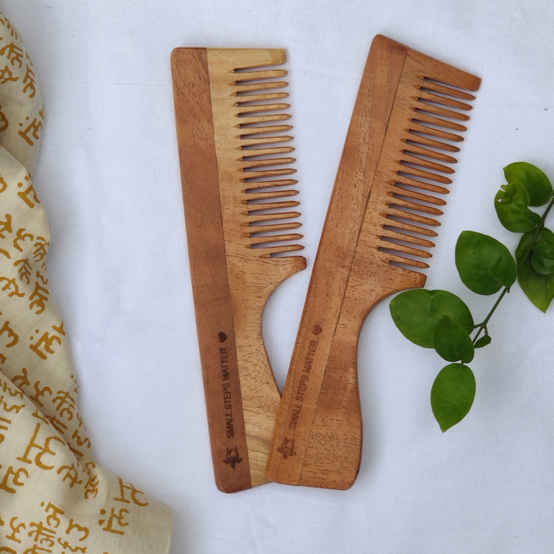 Clan Earth Neem Wood Comb with Handle
