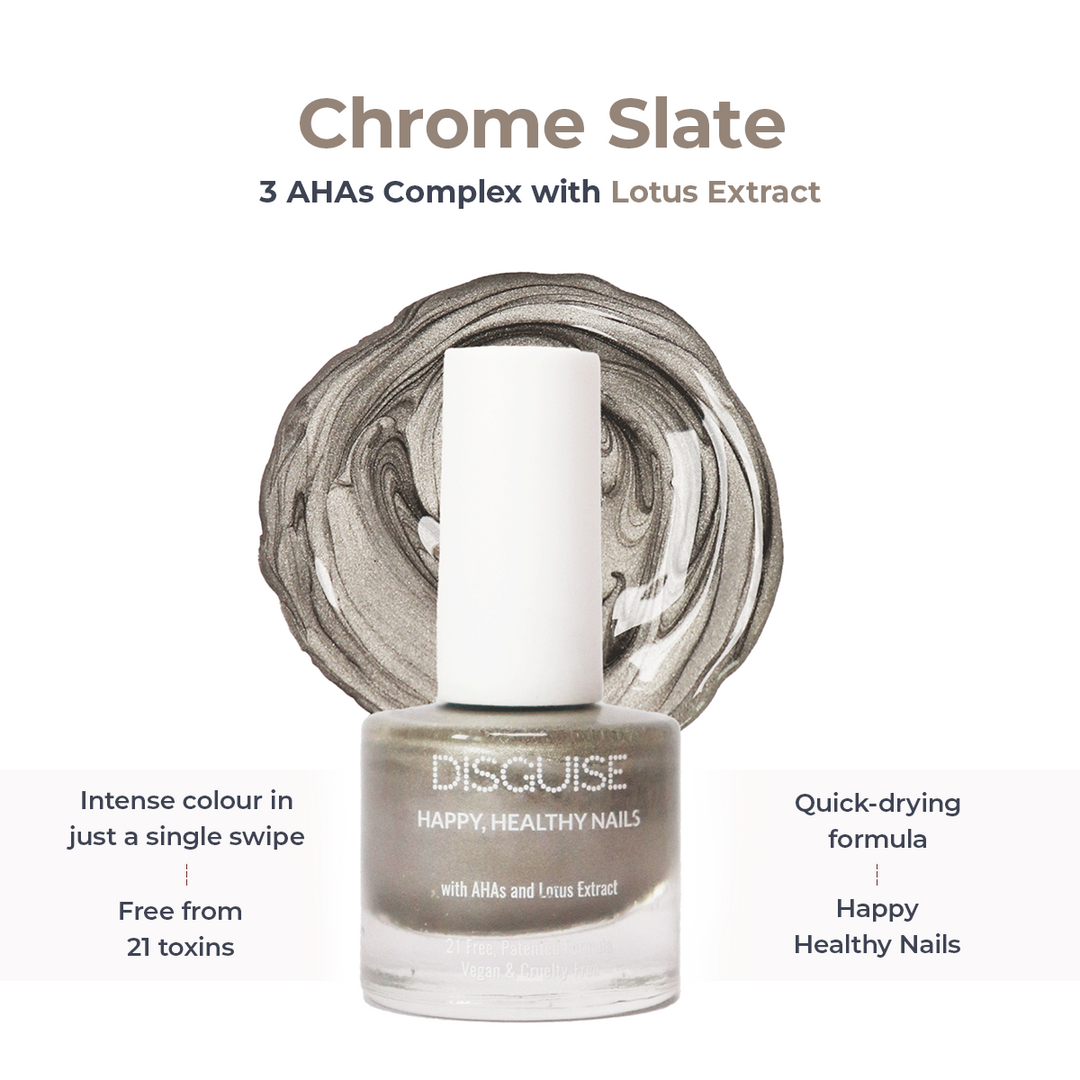 Disguise Cosmetics Chrome Slate 141, 21 TOXIN FREE | WITH AHA & LOTUS EXTRACT | INTENSE COLOR | 9 ml