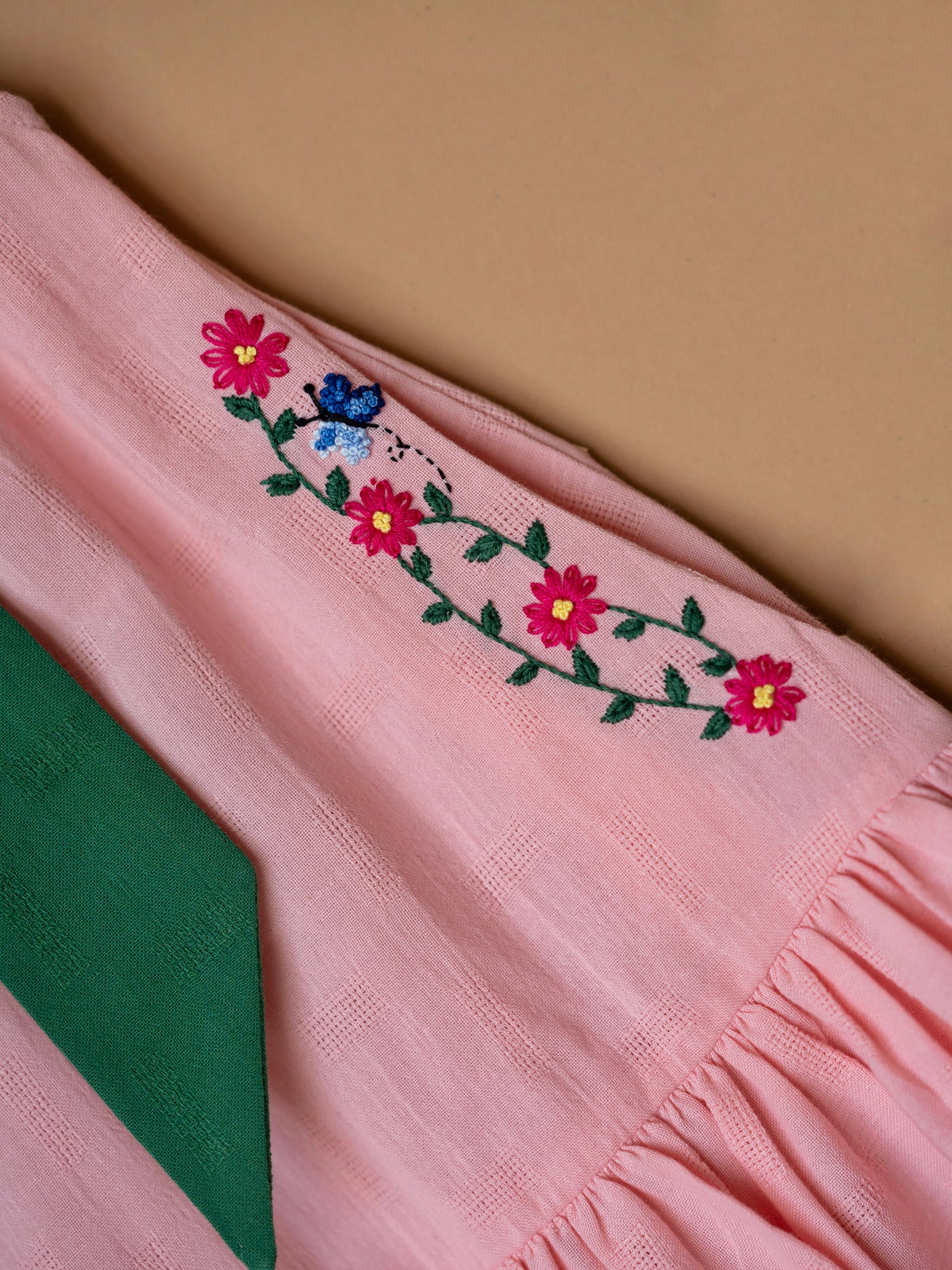 Organic Bow Tie Ruffle Dress - Pink