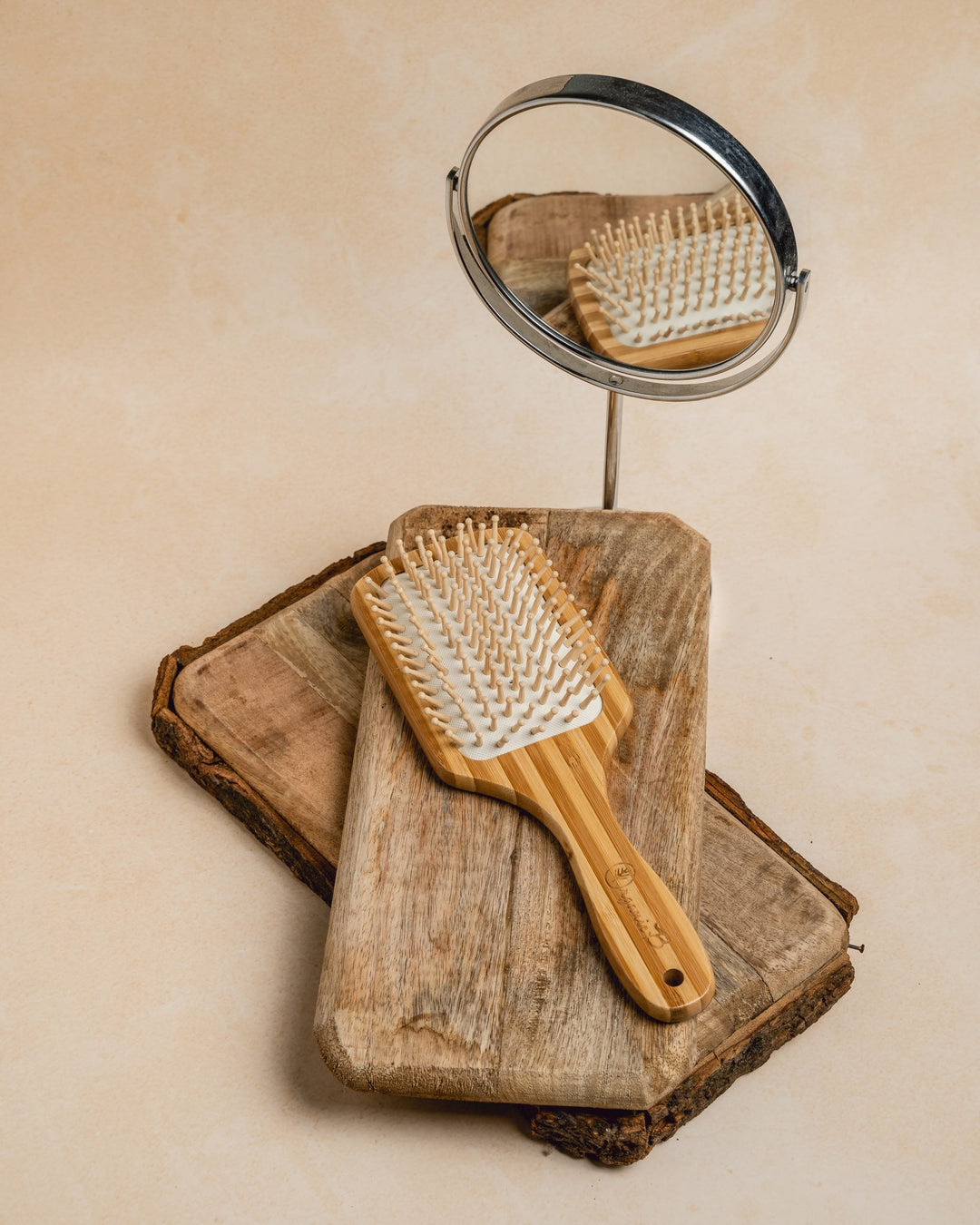 Organic B Rectangular Paddle Hairbrush |Bamboo |Stripped | Large