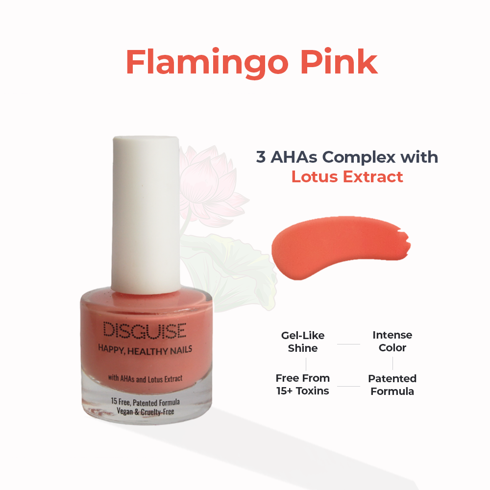 Disguise Cosmetics Flamingo Pink 111, 21 TOXIN FREE | WITH AHA & LOTUS EXTRACT | INTENSE COLOR | 9 ml