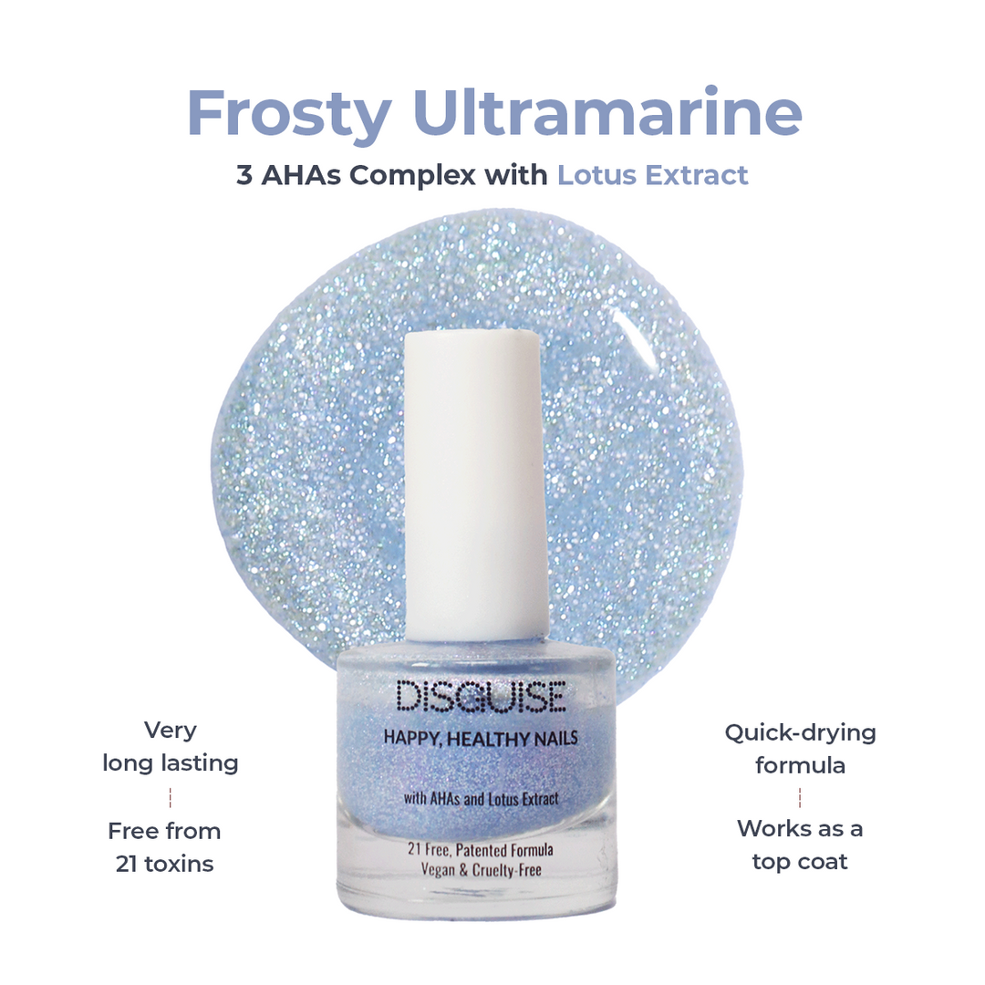 Disguise Cosmetics Frosty Ultramarine 132, 21 TOXIN FREE | WITH AHA & LOTUS EXTRACT | INTENSE COLOR | 9 ml