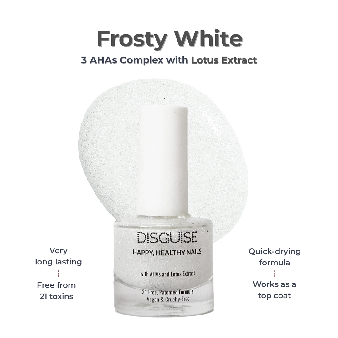 Disguise Cosmetics Frosty White 130, 21 TOXIN FREE | WITH AHA & LOTUS EXTRACT | INTENSE COLOR | 9 ml