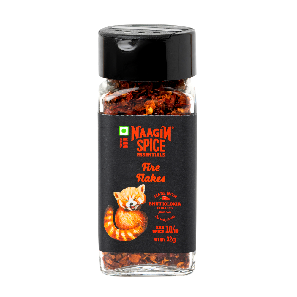 Naagin Sauce Indian Spice Essentials | Fire Flakes - Roasted Bhut Jolokia Chilli Flakes |10/10 heat level - XXX Spicy)