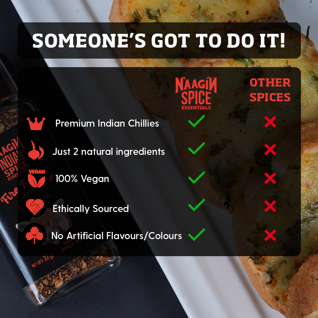 Naagin Sauce Indian Spice Essentials | Fire Flakes - Roasted Bhut Jolokia Chilli Flakes |10/10 heat level - XXX Spicy)