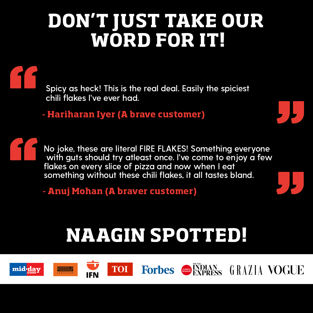 Naagin Sauce Indian Spice Essentials | Fire Flakes - Roasted Bhut Jolokia Chilli Flakes |10/10 heat level - XXX Spicy)