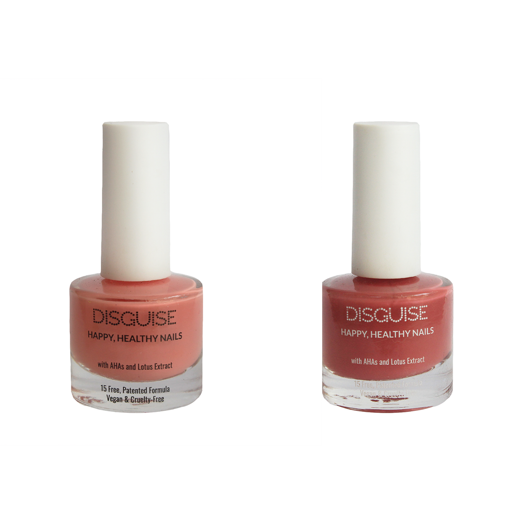 Disguise Cosmetics Flamingo Pink 111 + Marsala 110 - Nail Colour, 21 TOXIN FREE | WITH AHA & LOTUS EXTRACT | INTENSE COLOR | 9 ml