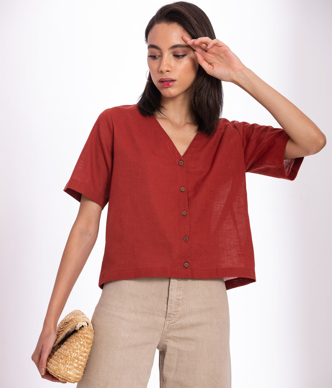 Warm Red Cotton Top