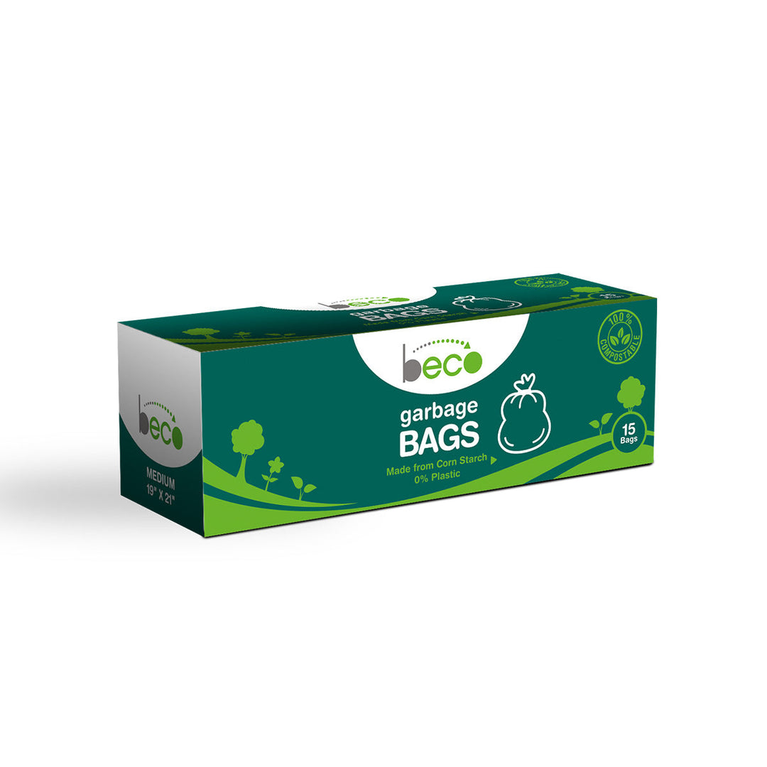 Ecosattva (Beco) Beco Compostable Medium 48 × 53 cm Garbage Bags/Trash Bags/Dustbin Bags 15 Pieces - Pack of 3