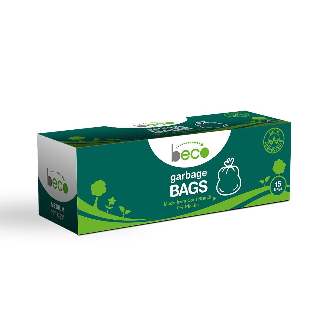 Beco Compostable Medium 19 X 21 Inches Garbage Bags/Trash Bags/Dustbin Bags 15 Pieces - Pack of 3