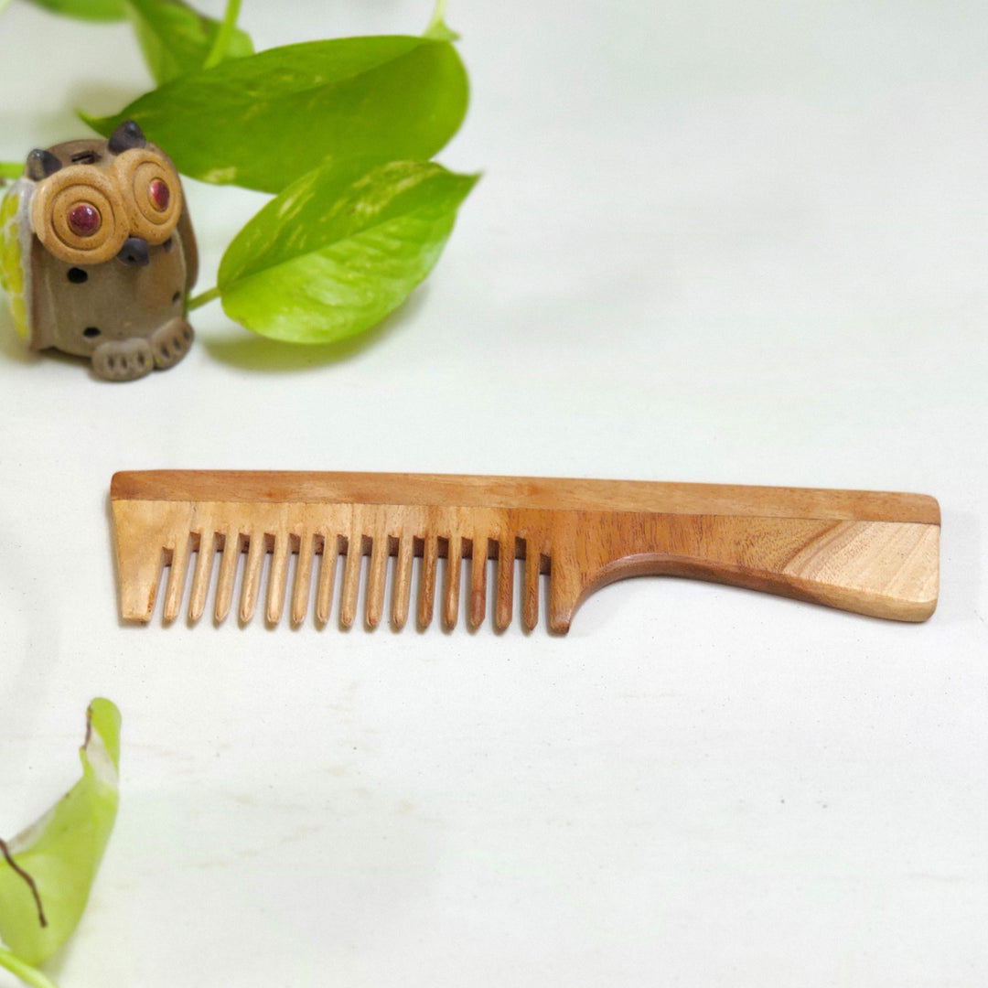 Greenfootprint Neem Wood Combs-Handle and Dual teeth (pack of 2)