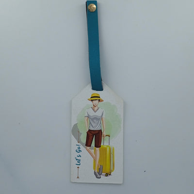 Cotton Canvas Traveller Dude Luggage Tag - Yellow & Teal