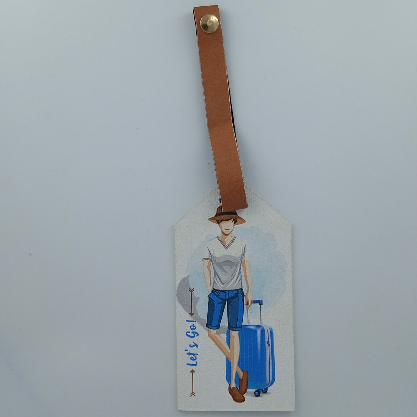 Cotton Canvas Traveller Dude Luggage Tag - Blue & Brown