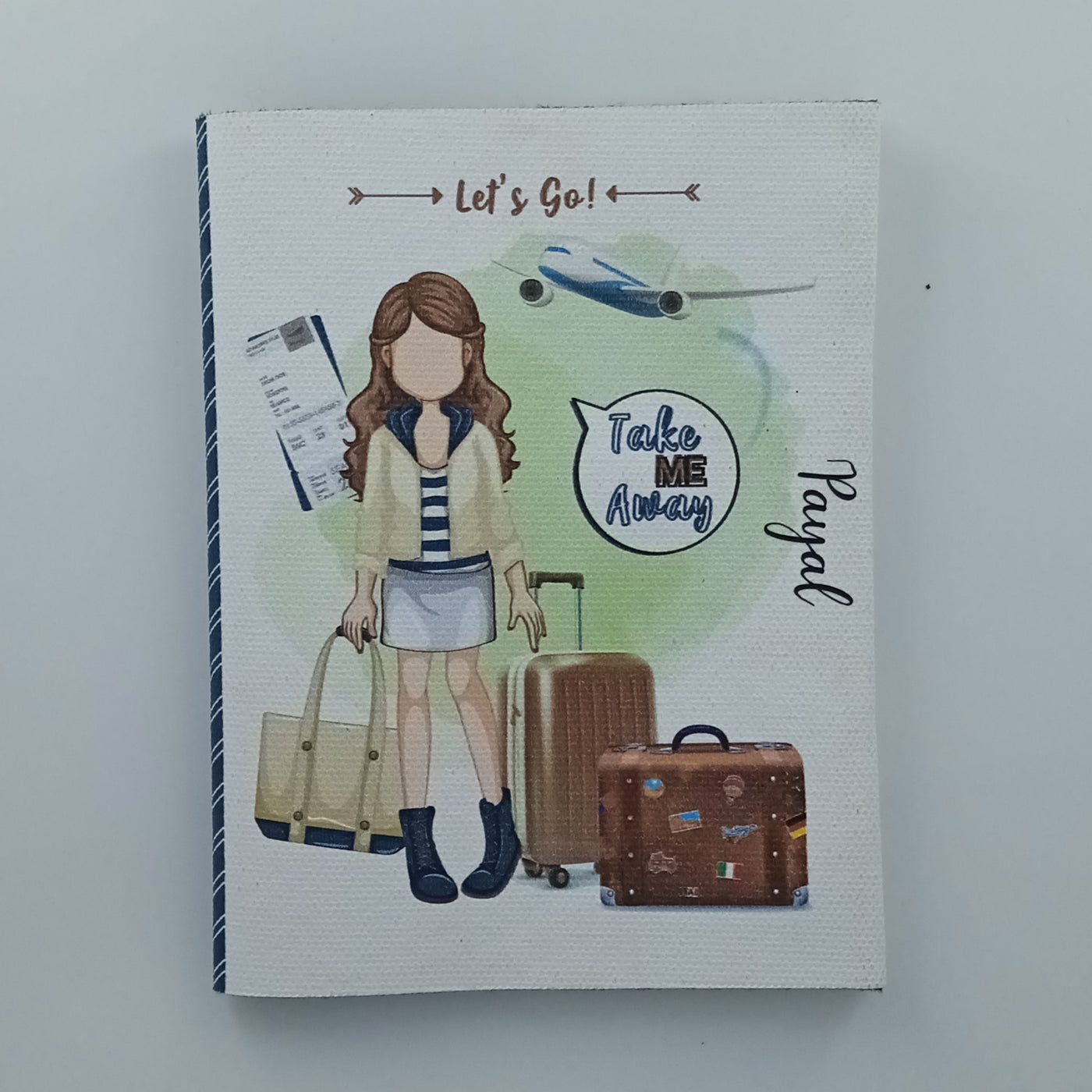 Cotton Canvas Traveller Chic Passport Cover - Teal & Beige