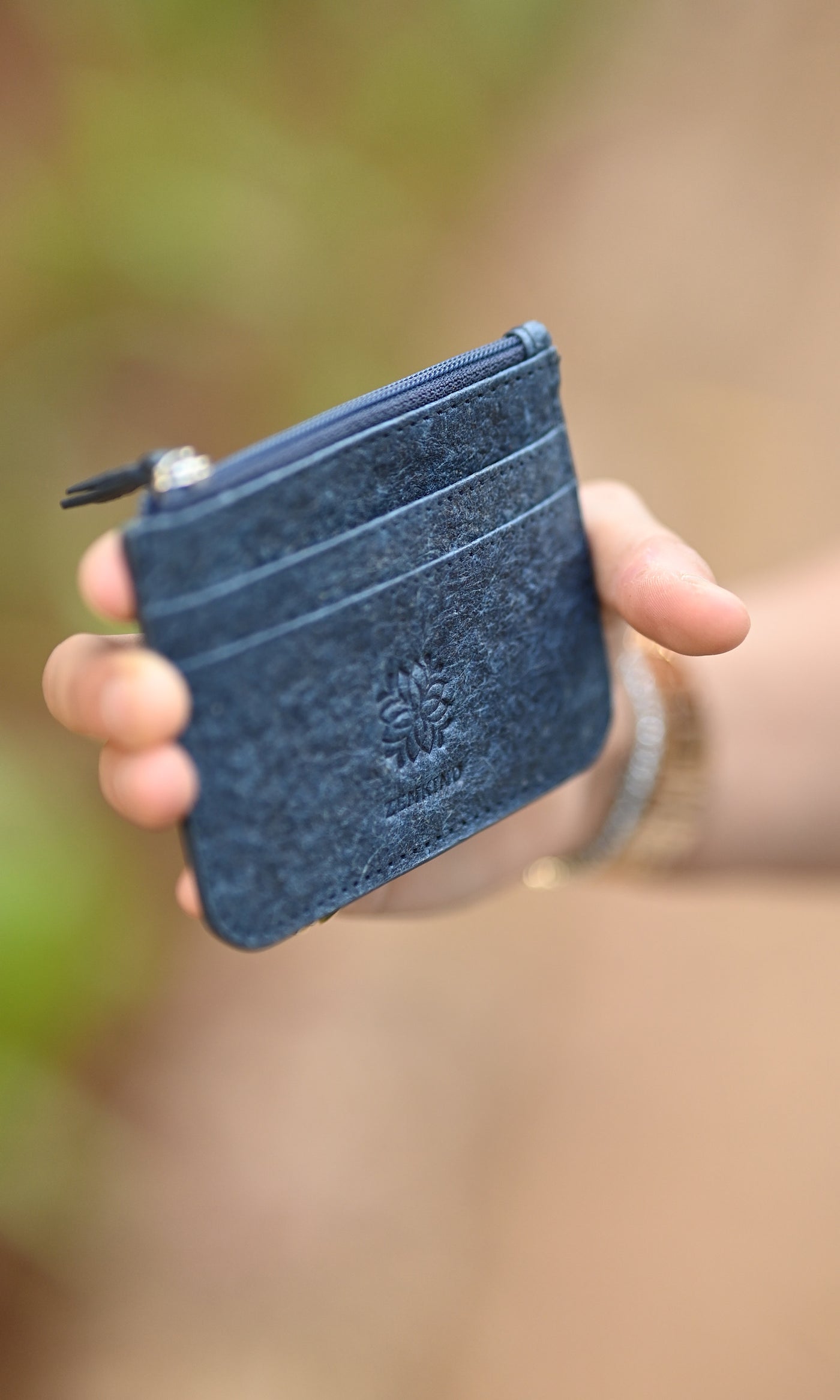 Natural Blue Card Holder