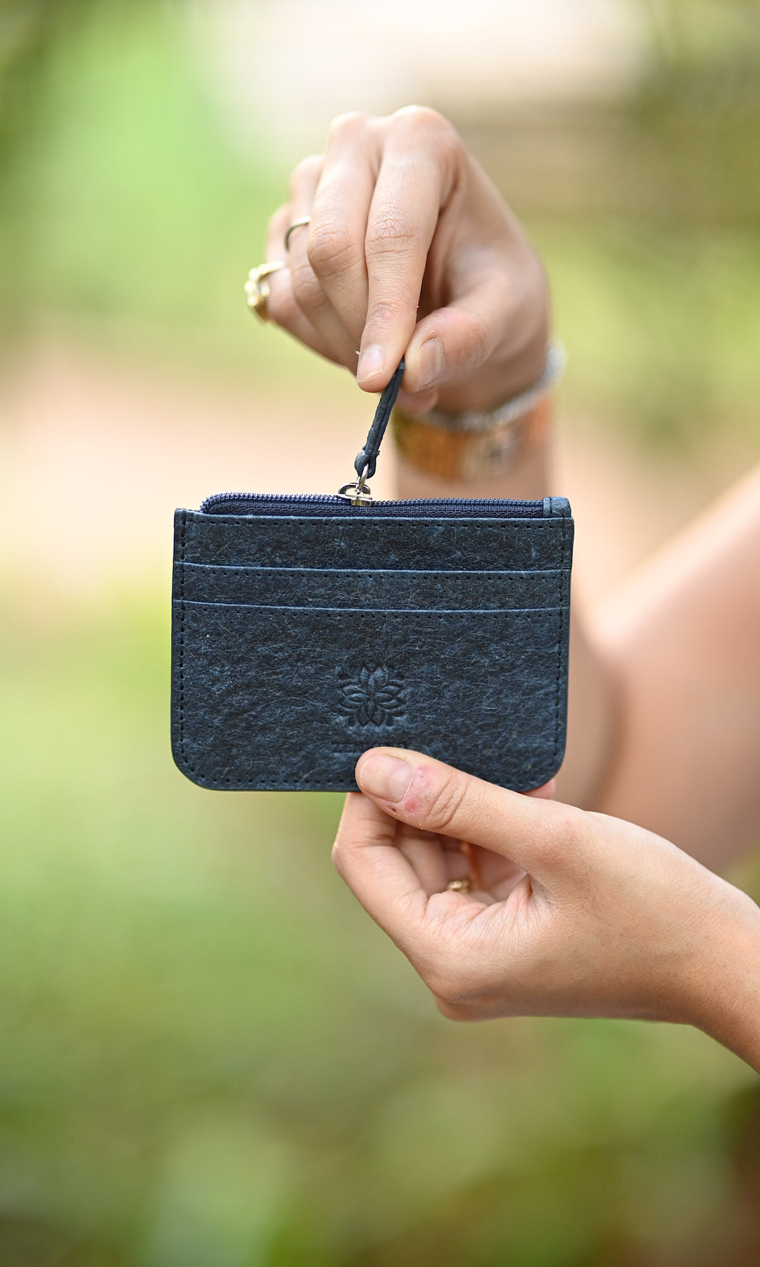 Natural Blue Card Holder