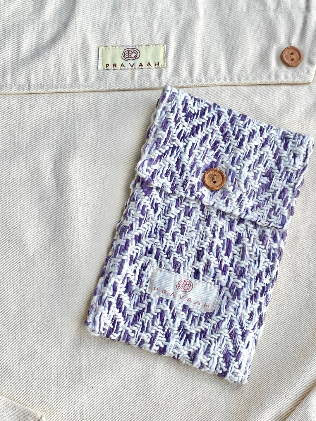 Pravaah Kys - multipurpose handwoven pouch | hemp cotton blend | pink | purple