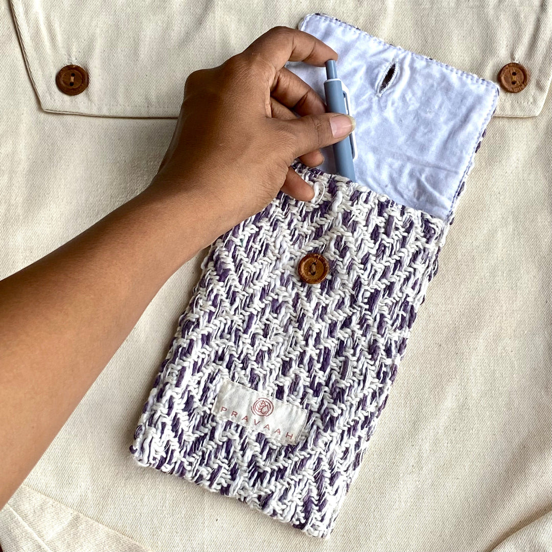 Pravaah Kys - multipurpose handwoven pouch | hemp cotton blend | pink | purple