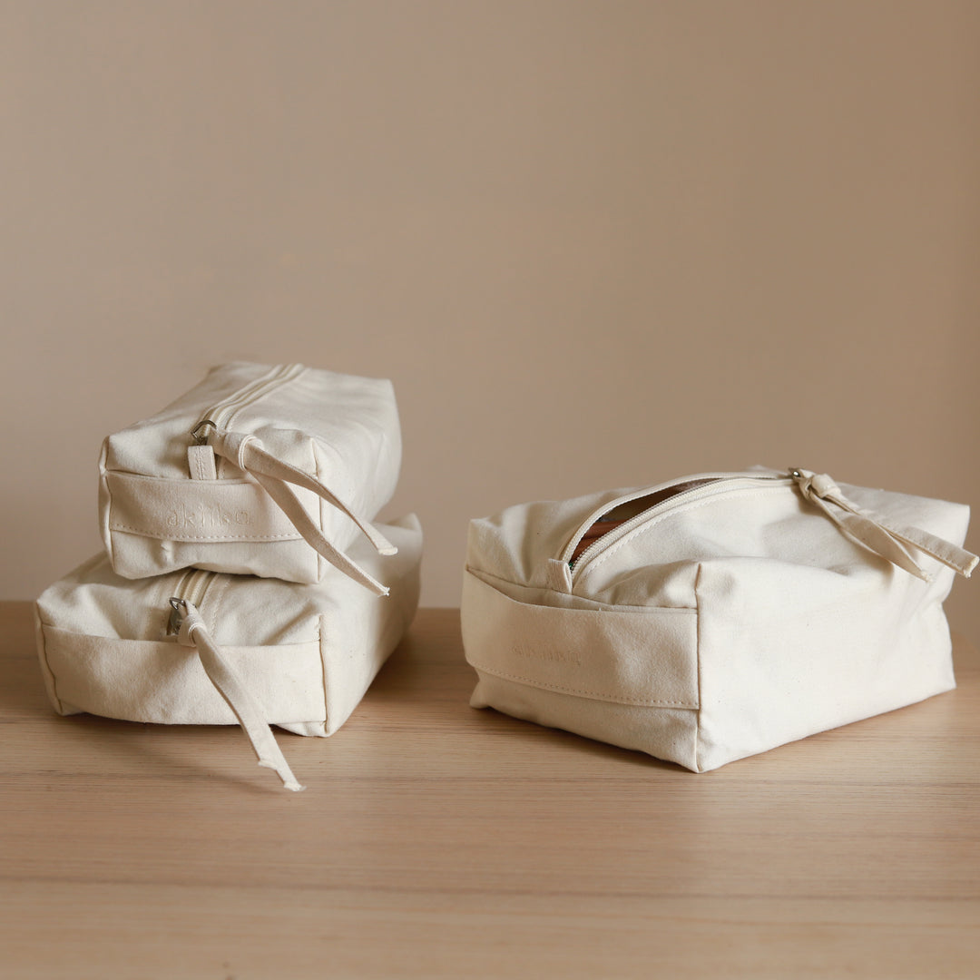 Akiiko Multipurpose Zip Pouches | Cotton Canvas | Set of 3